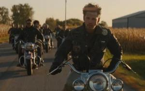 Austin Butler Riding a Motorcycle in 'The Bikeriders'